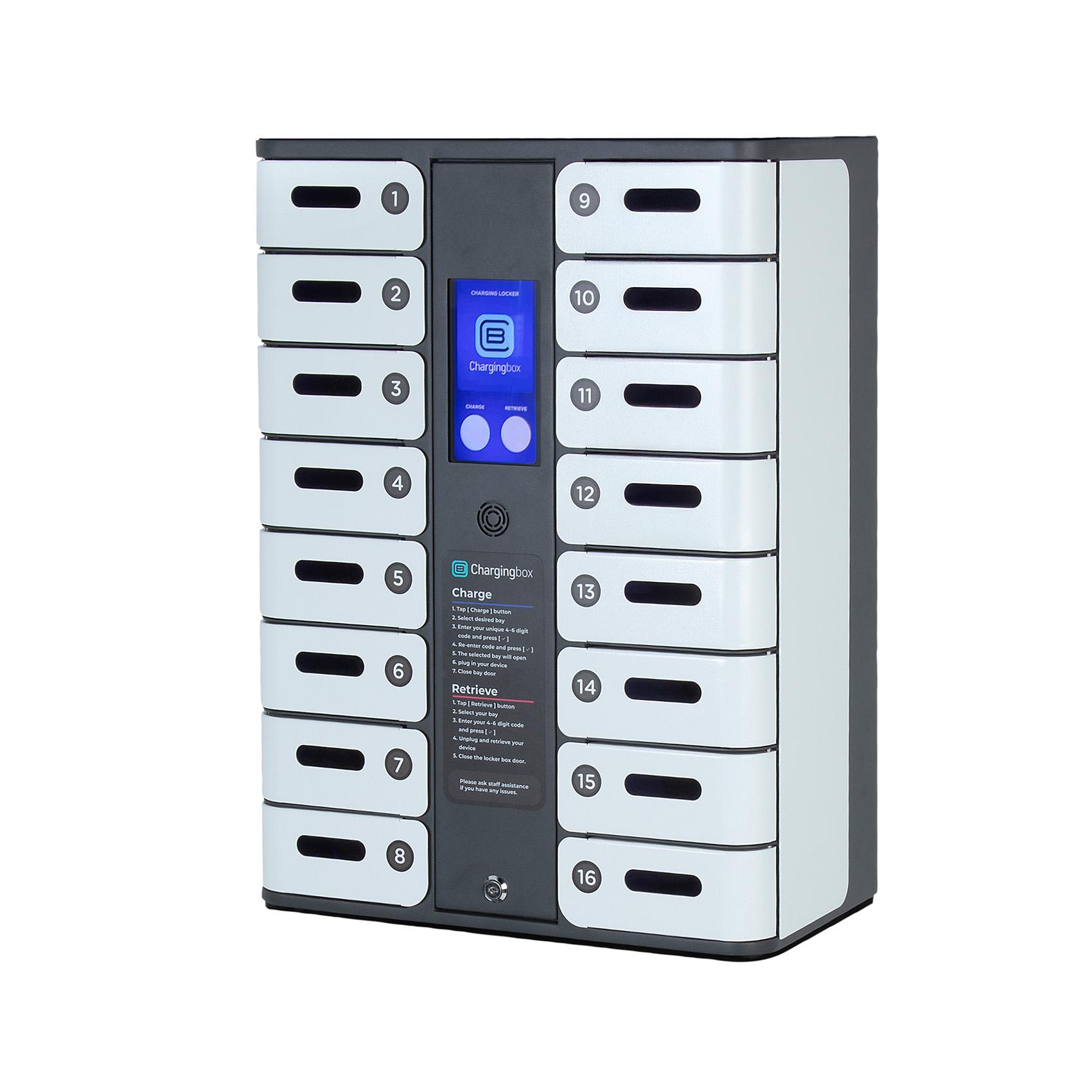 Oplaadlocker - 16 vakken - Wit - Snelladen beschikbaar